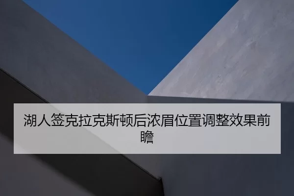 湖人签克拉克斯顿后浓眉位置调整效果前瞻